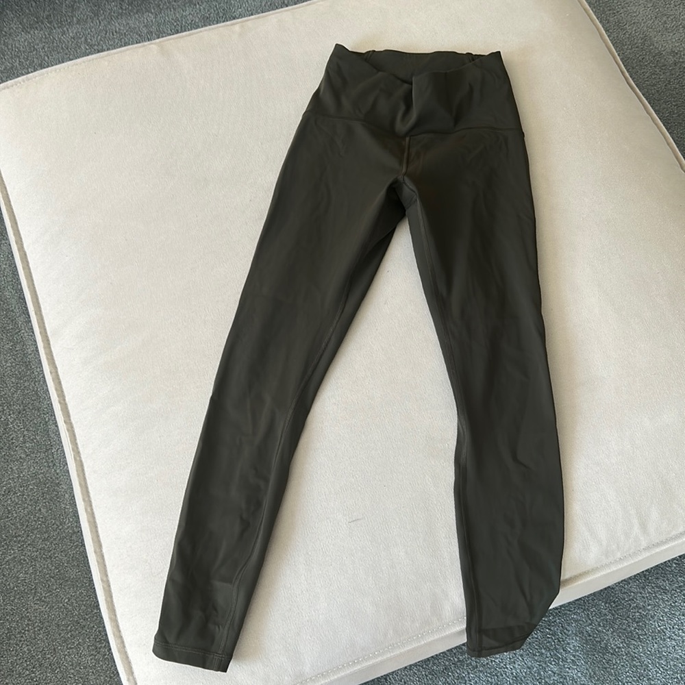 Army green- mesh on bottom- Lululemon capris
